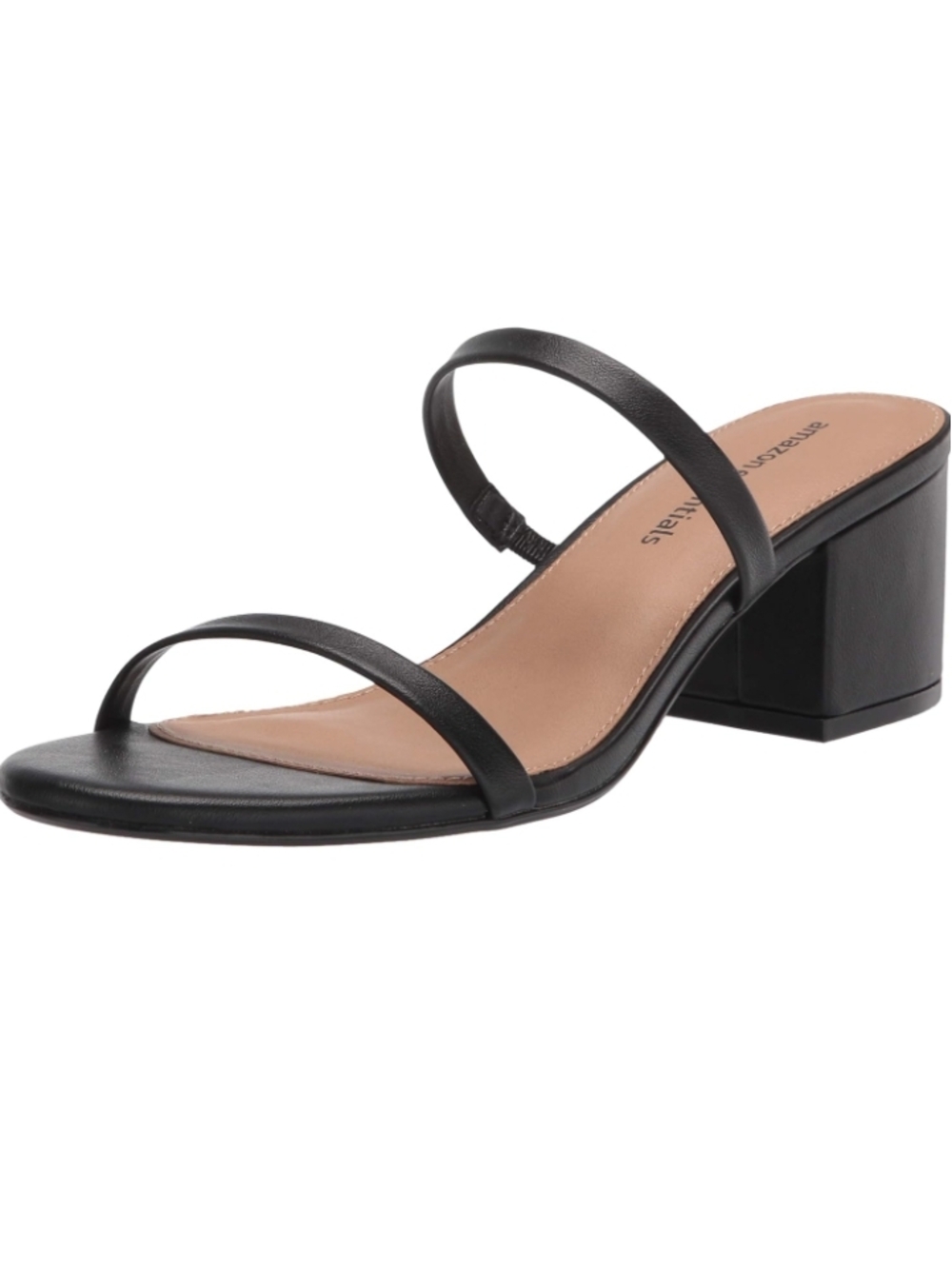 Black Two-Strap Block Heel Sandals Sz 7 - Picture 3 of 4